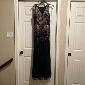 David Meister Black/Purple Floral Dress